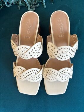 Joie Cream Braided Double-Strap Slide Mules